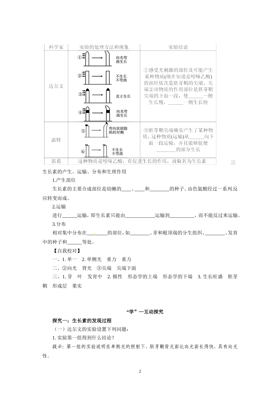 高中生物精品学案：3.1 植物生长素的发现.doc_第2页