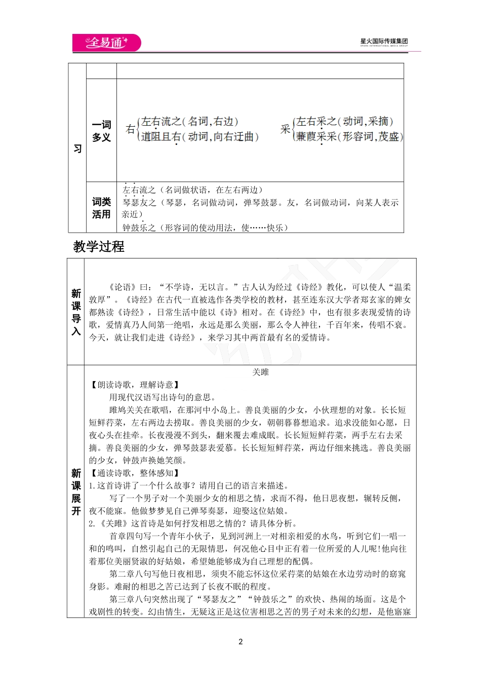 人教版八年级下教案第三单元12.《诗经》两首.docx_第2页