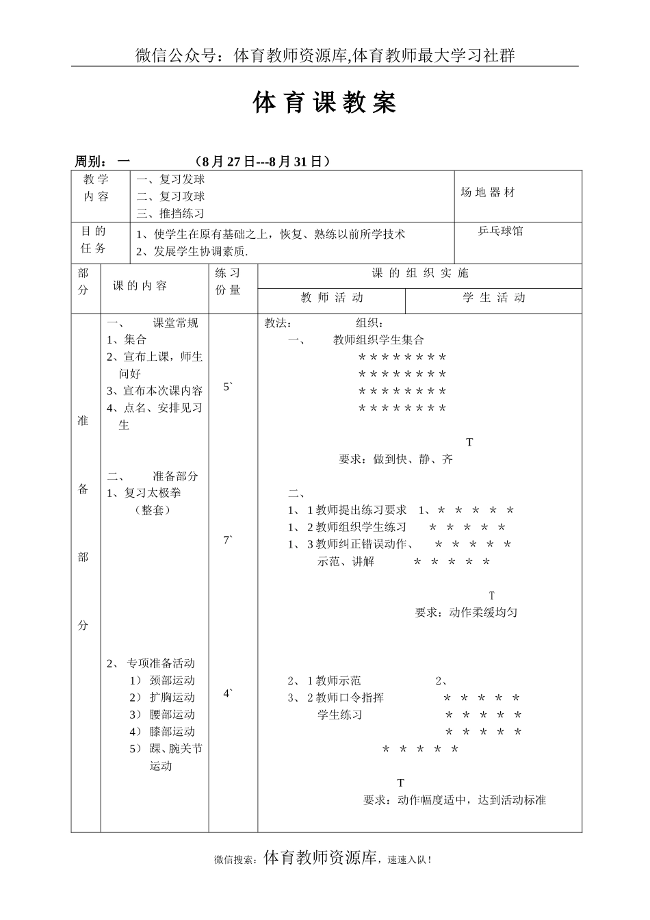 初三体育乒乓球发球教案.doc_第1页