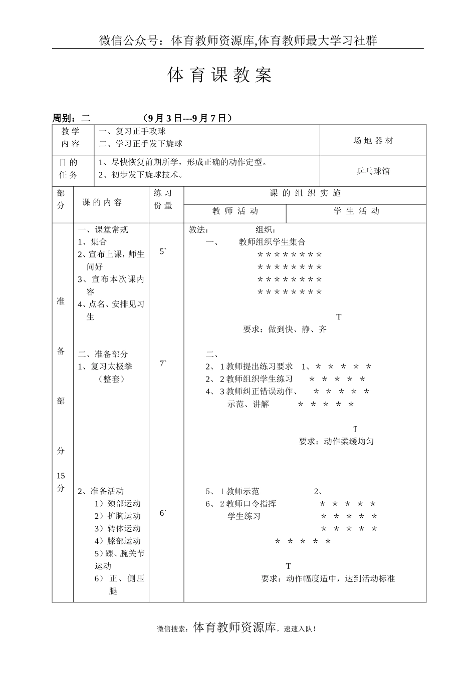 初三体育乒乓球发球教案.doc_第3页