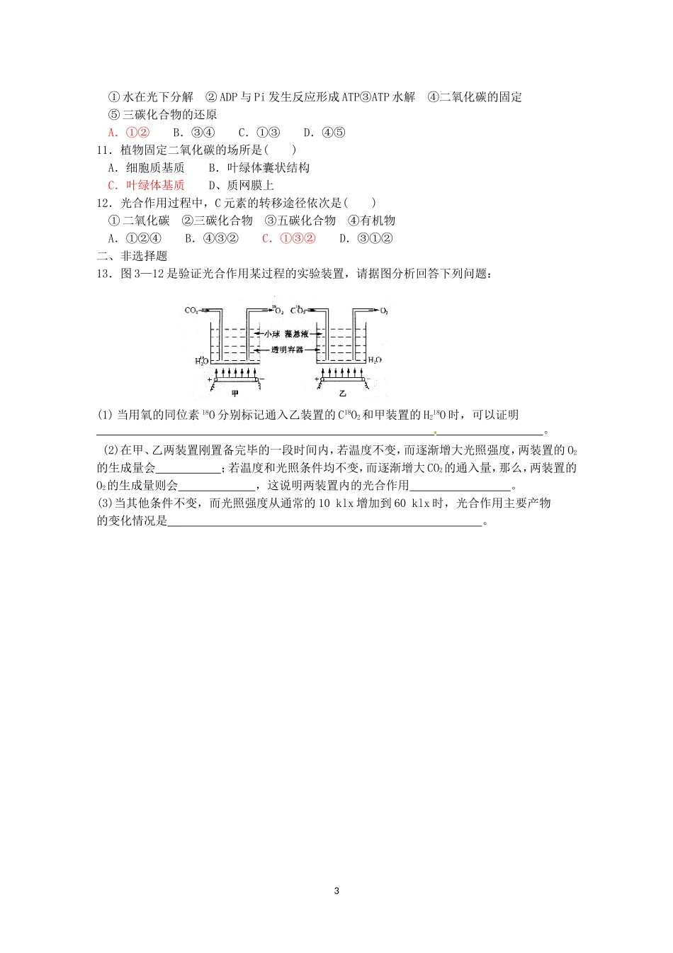 生物同步学案：5.4《光合作用的原理和应用》（1）（新人教版必修1）.doc_第3页