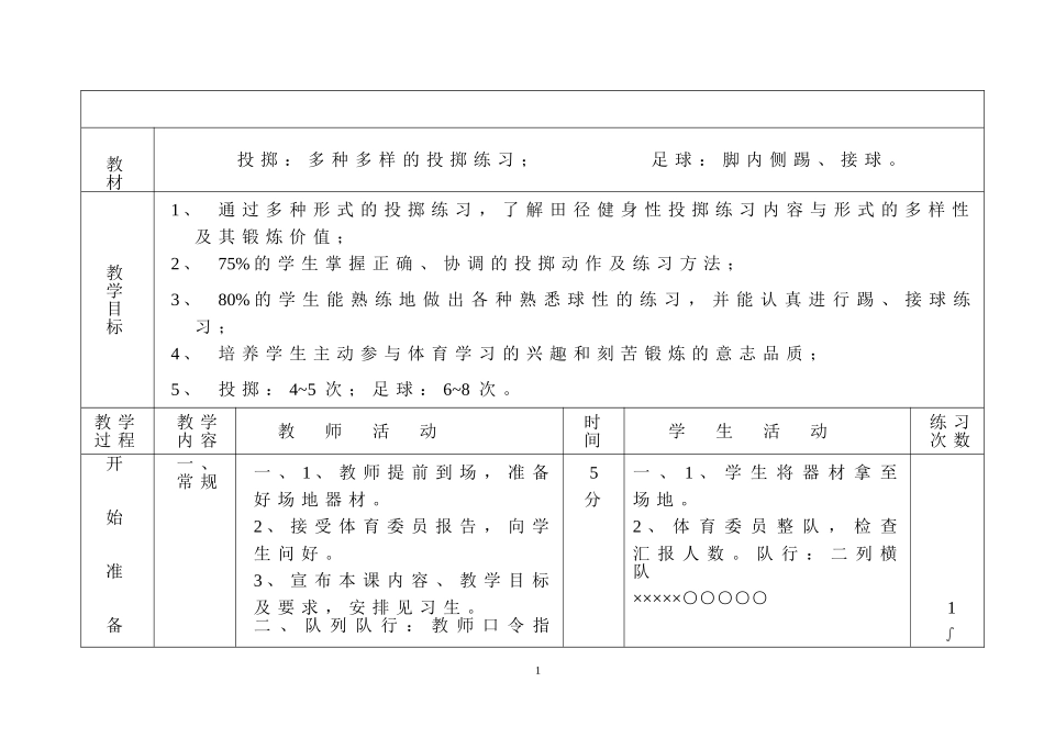 初中体育课教案全集.doc_第1页
