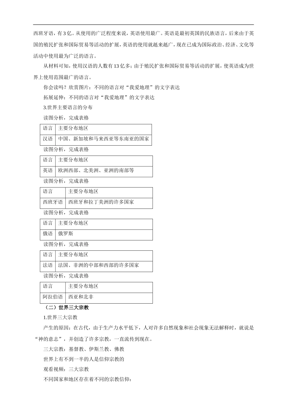 第四章 第二节 世界的语言和宗教（教案）.doc_第2页