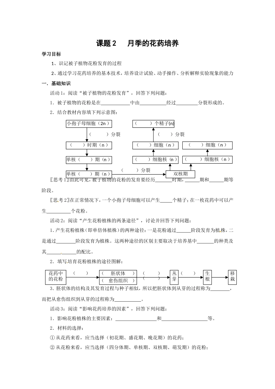 生物：3.2《月季的花药培养》学案（2）（新人教版选修1）.doc_第1页