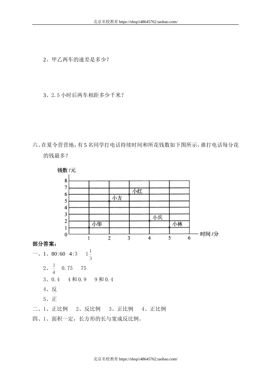 总复习 代数初步 正比例、反比例 正比例 反比例 .doc_第3页