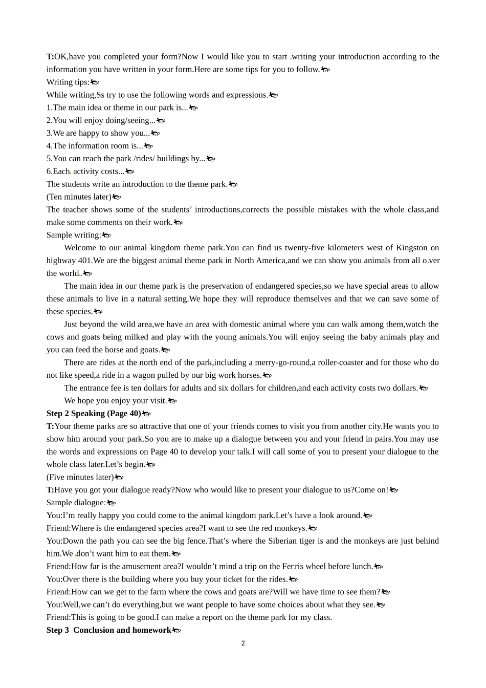 Unit 5 Theme parks Period 5 Speaking and Writing 优秀教案（人教版必修4）.doc_第2页