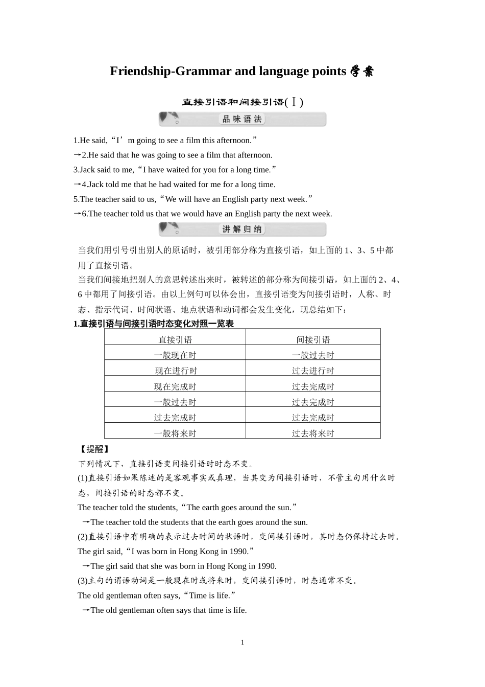 Friendship-Grammar and language points学案(1).doc_第1页