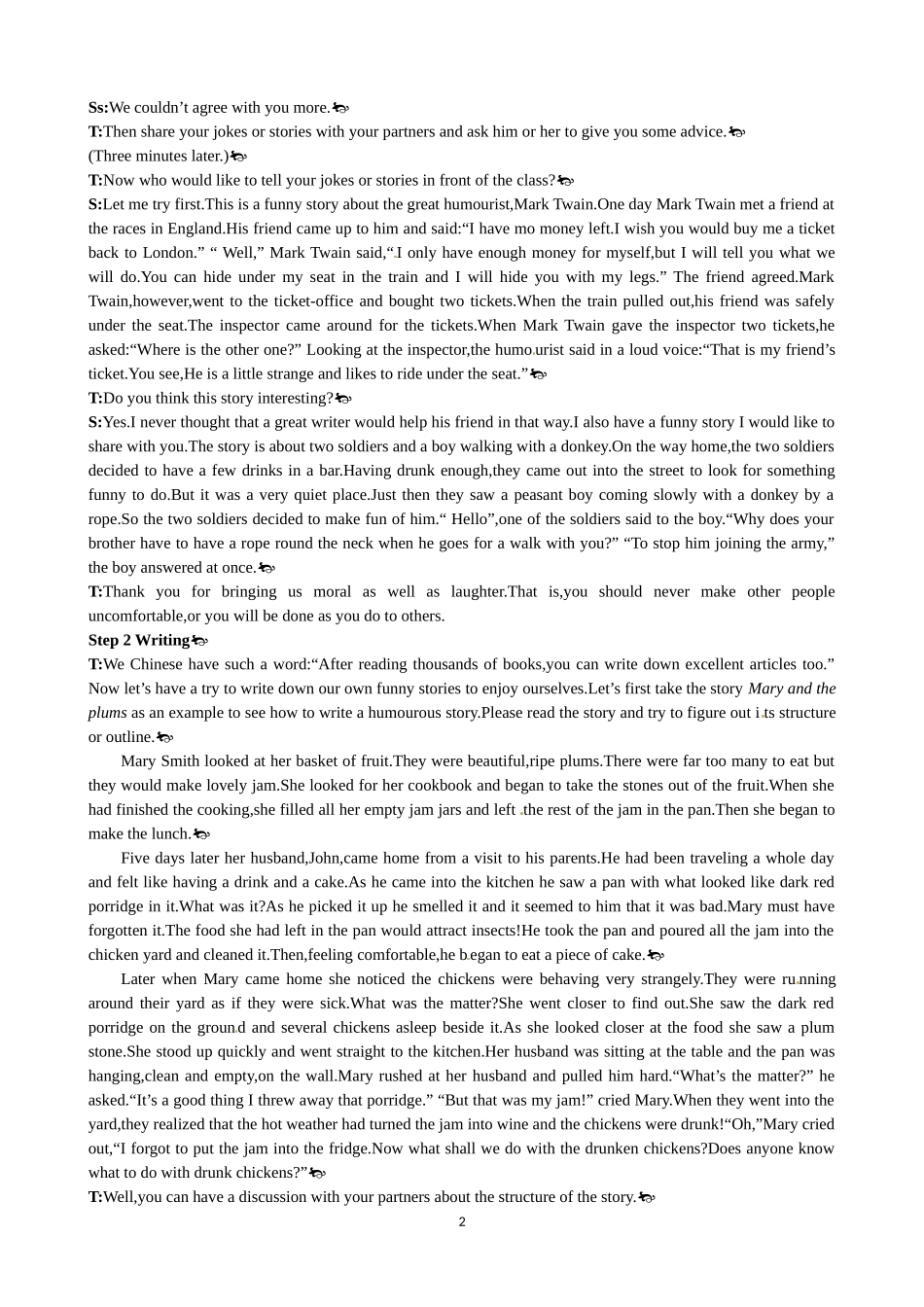 Unit 3 A taste of English humour Period 5 Speaking and Writing 优秀教案（人教版必修4）.doc_第2页