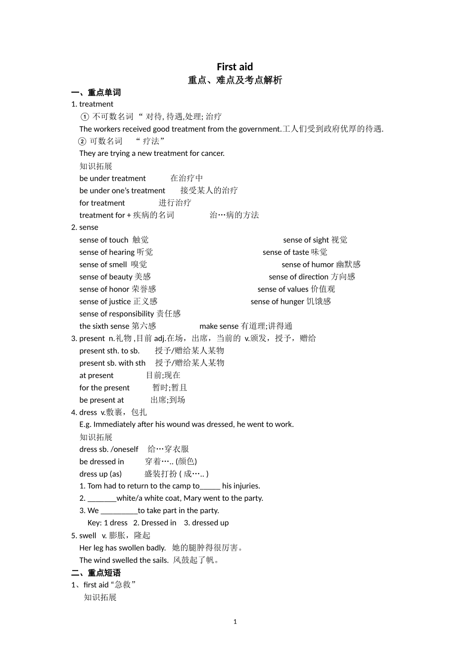 Unit 5 难点热点详解一点通 人教版必修5.doc_第1页