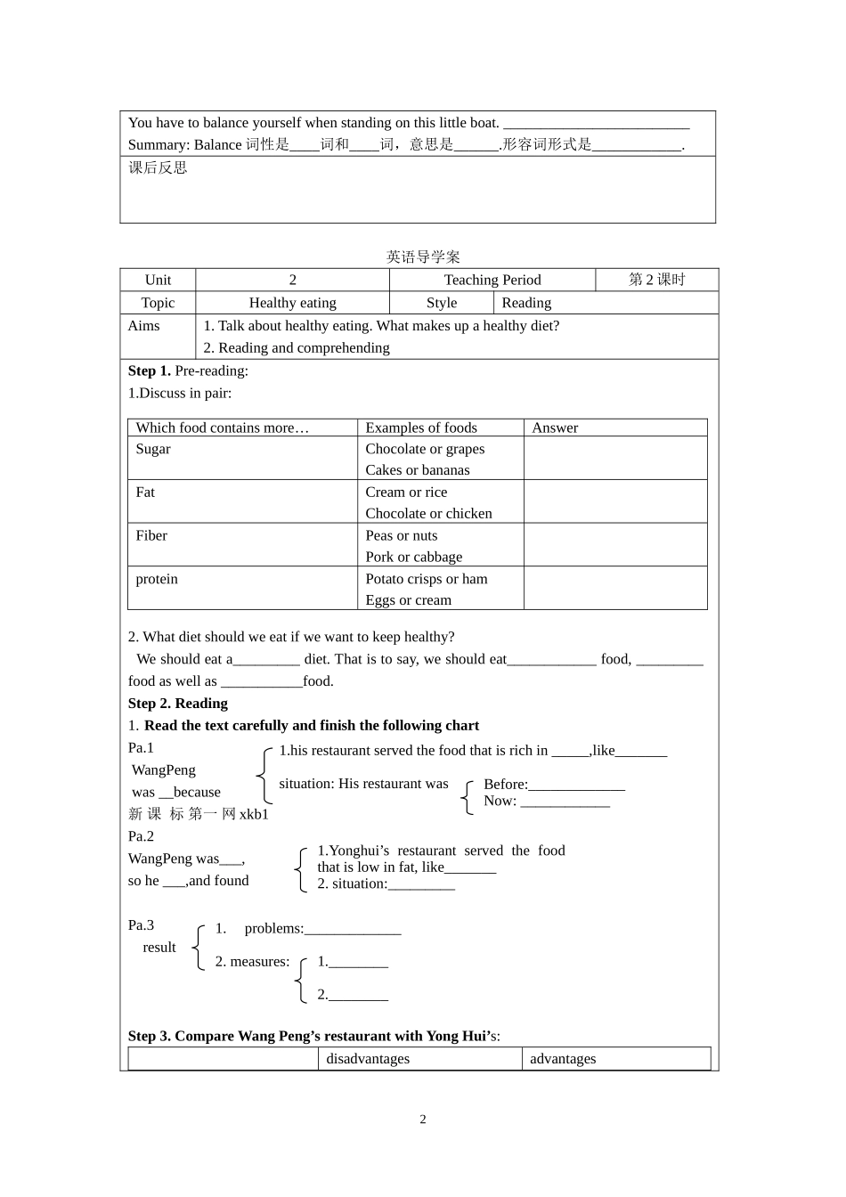 Unit 2 Healthy eating学导学案.doc_第2页