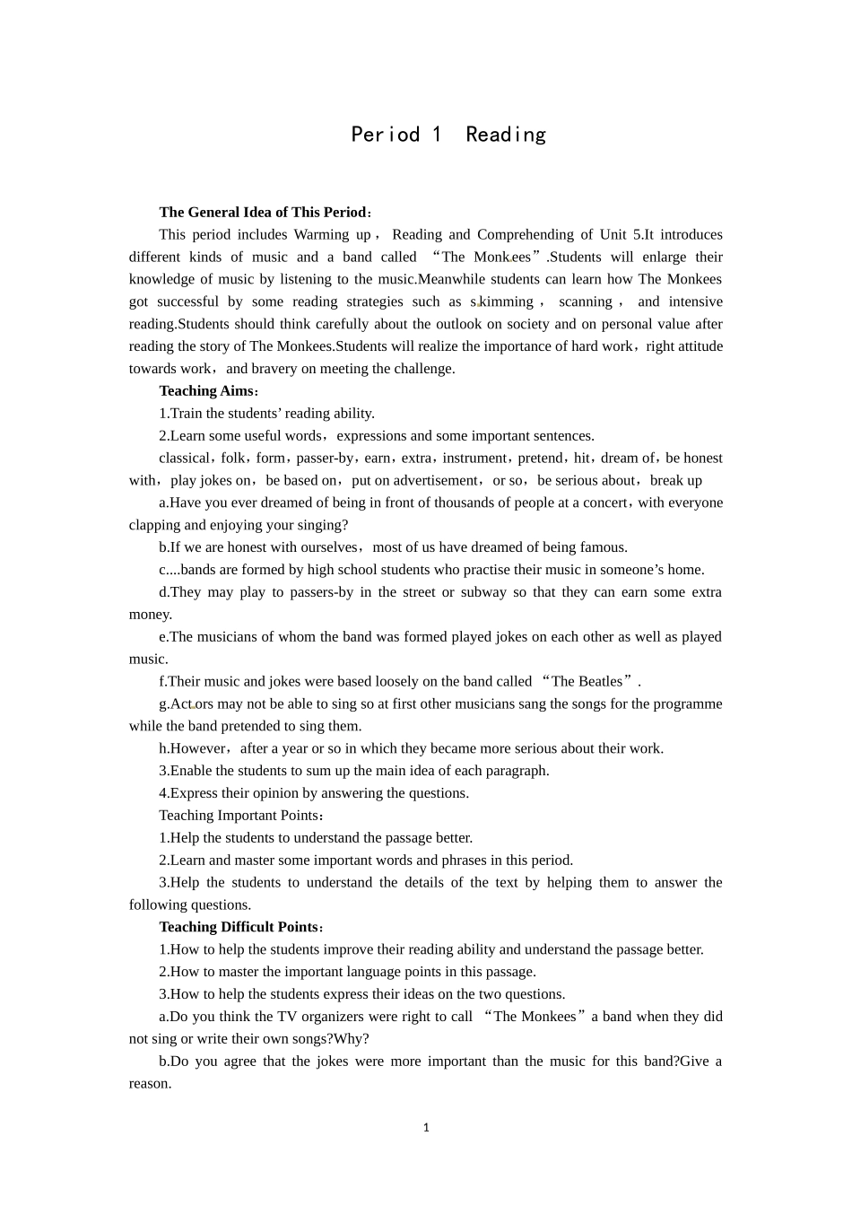 必修二（Unit5 Music--Period1 Reading）.doc_第1页