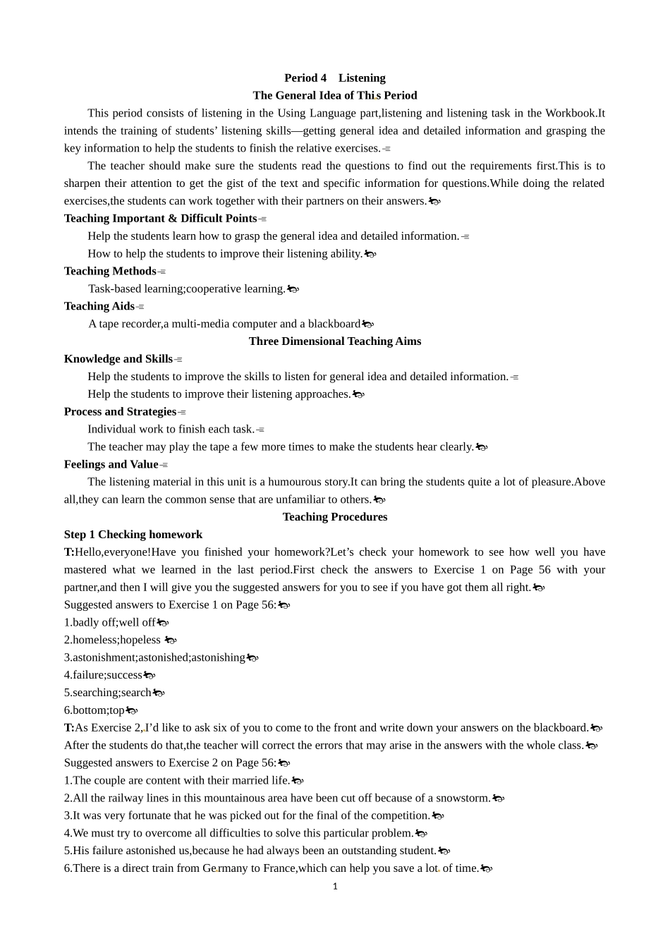 Unit 3 A taste of English humour Period 4 Listening 优秀教案（人教版必修4）.doc_第1页