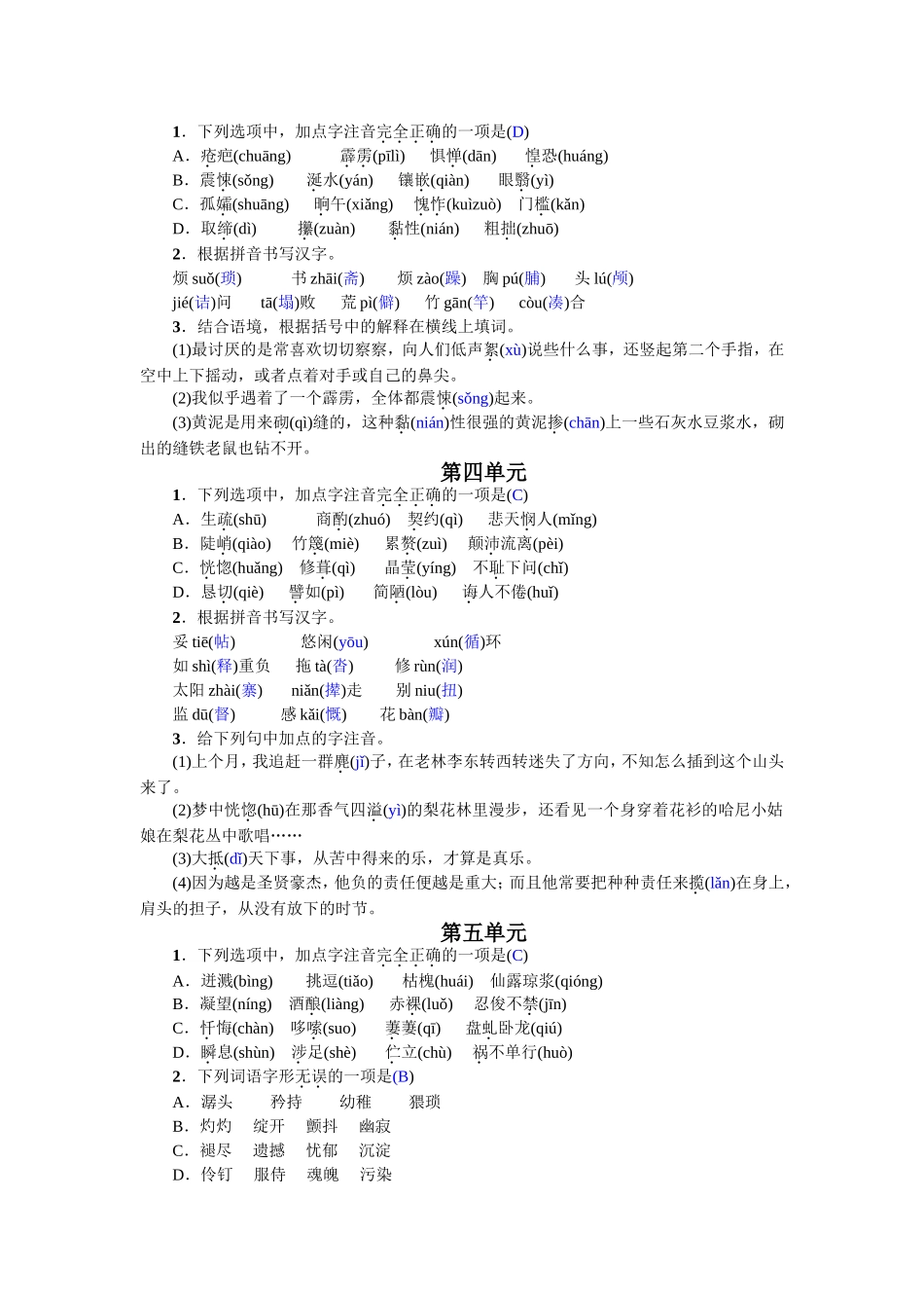 专项复习(一) 语音与汉字（2017）.doc_第2页