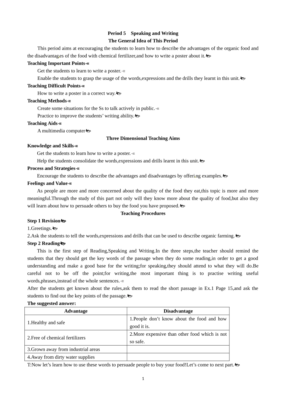 Unit 2 Working the land Period 5 Speaking and Writing 优秀教案（人教版必修4）.doc_第1页
