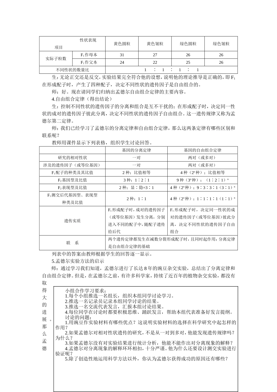 优秀教案（第2节 孟德尔的豌豆杂交实验（二） 第2课时）.doc_第2页