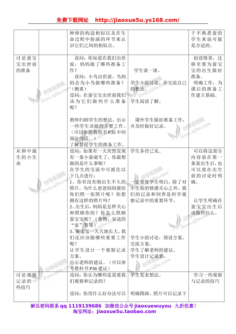 鄂教版小学科学三下《6.蚕宝宝出生了》word教案(3).doc_第2页