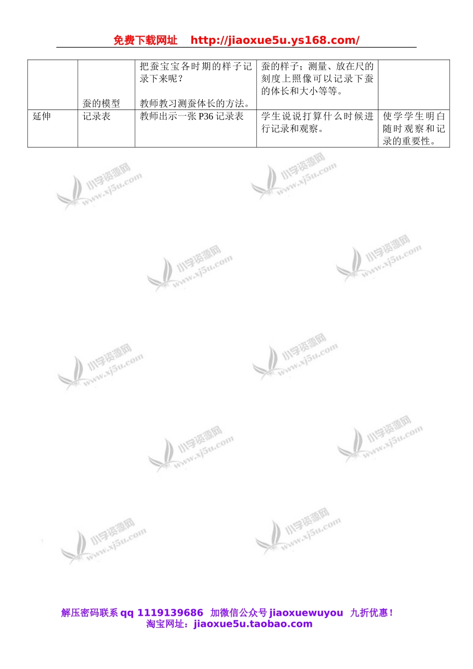 鄂教版小学科学三下《6.蚕宝宝出生了》word教案(3).doc_第3页