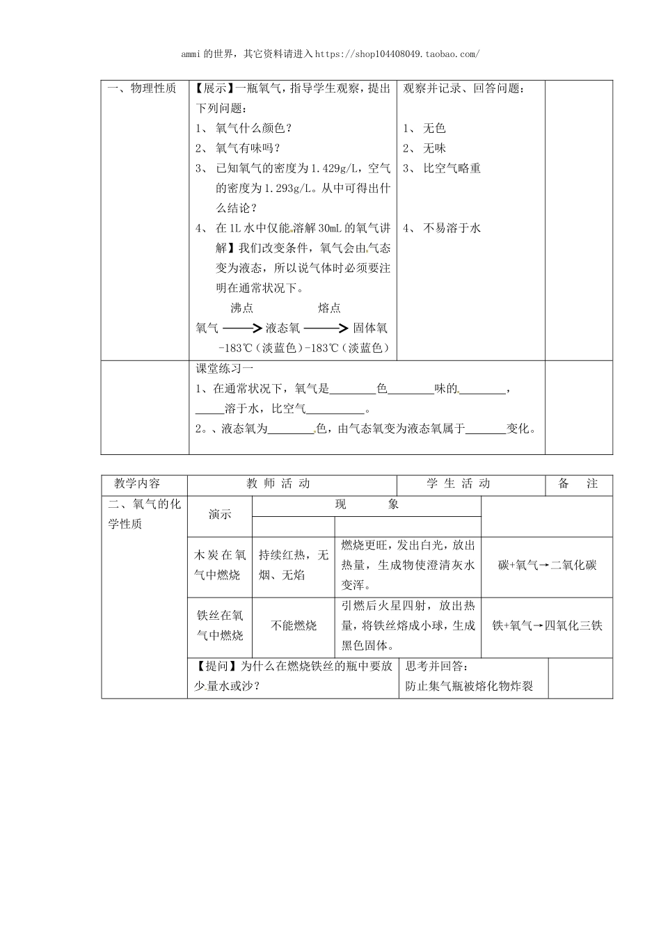 沪教初中化学九上《2第1节 性质活泼的氧气》word教案 (8).doc_第2页