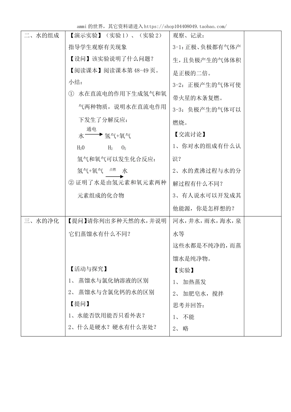 沪教初中化学九上《2第3节 自然界中的水》word教案 (1).doc_第3页