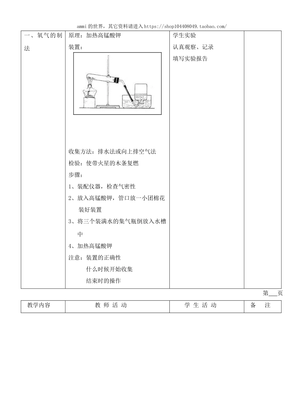 沪教初中化学九上《2第1节 性质活泼的氧气》word教案 (4).doc_第2页