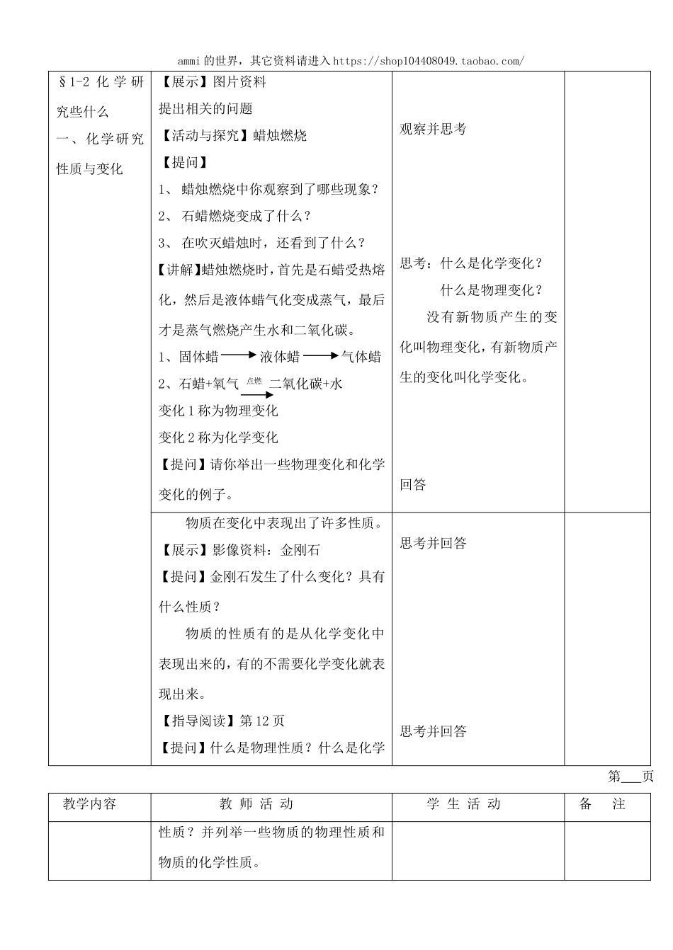 沪教初中化学九上《1第2节 化学研究些什么》word教案 (1).doc_第2页