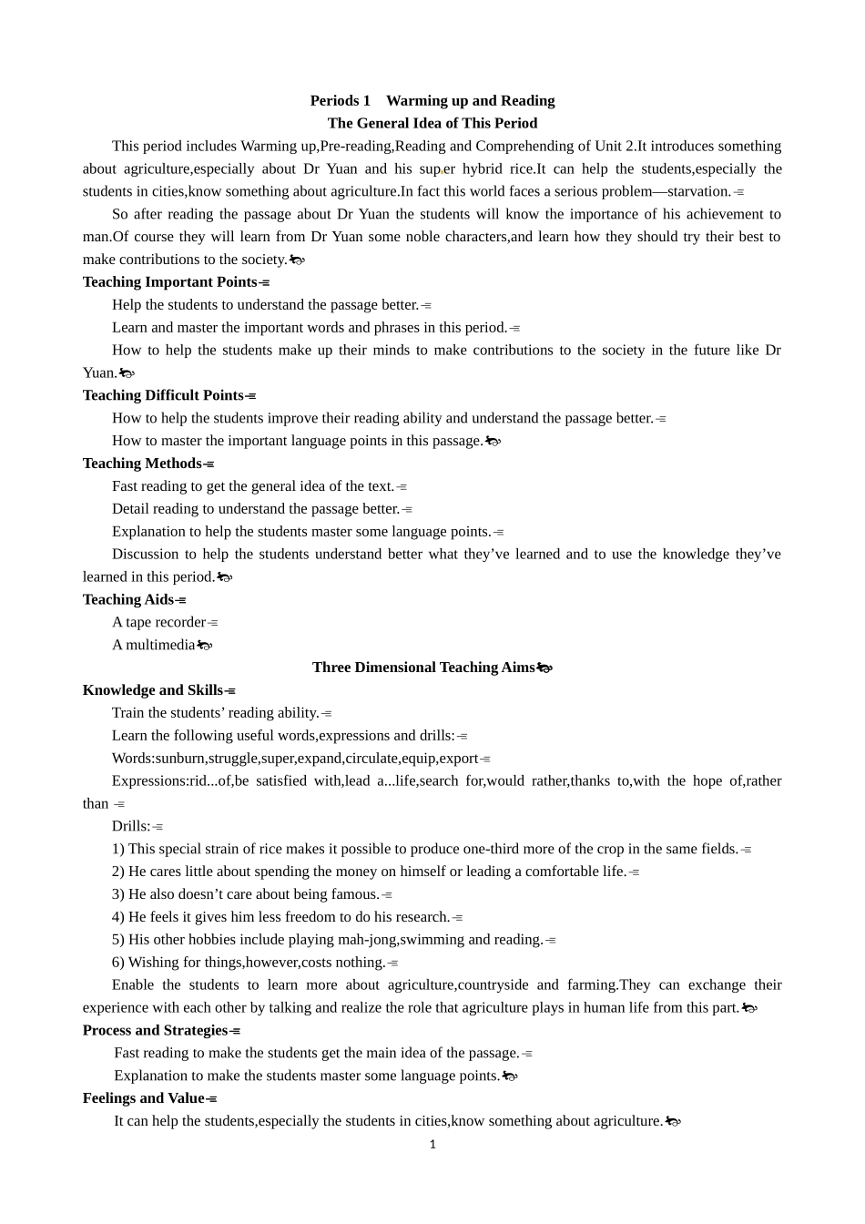 Unit 2 Working the land Period 1 Warming up and Reading 优秀教案（人教版必修4）.doc_第1页