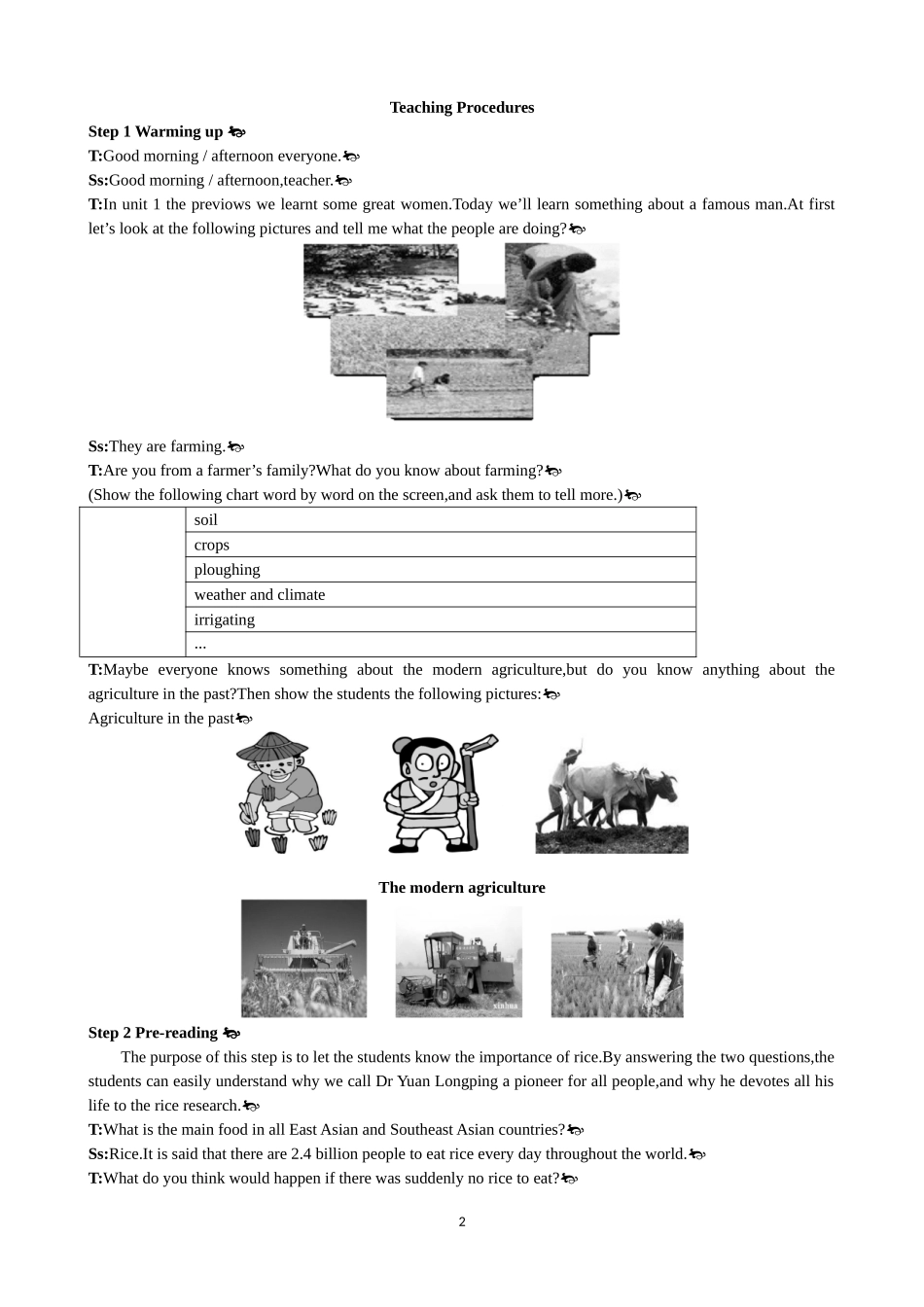 Unit 2 Working the land Period 1 Warming up and Reading 优秀教案（人教版必修4）.doc_第2页