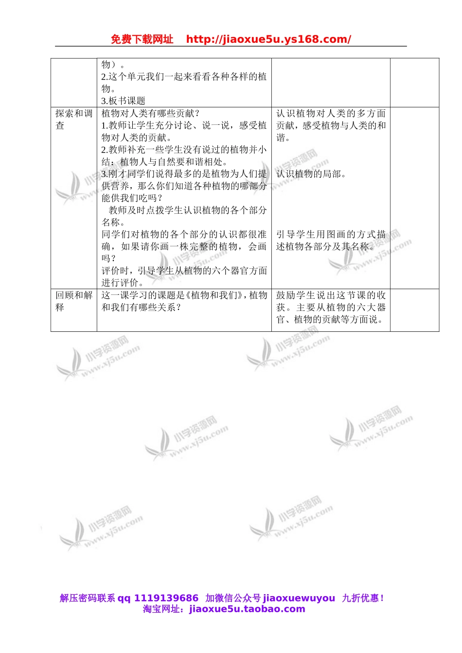 苏教小学科学三下《2.4.植物和我们》word教案 (3).doc_第2页