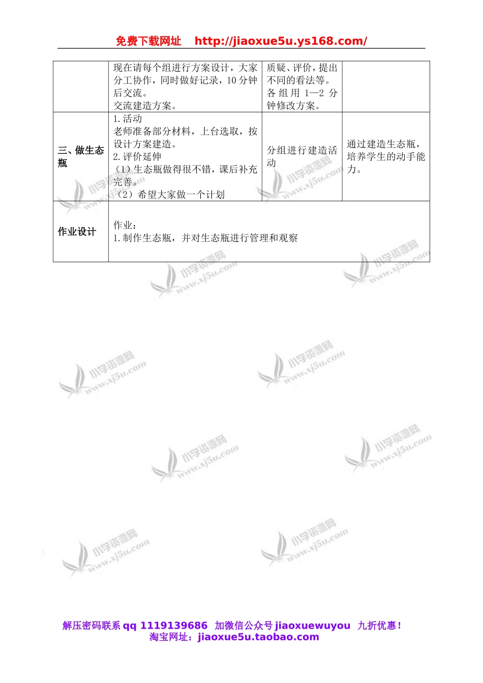 教科小学科学五上《1.6、做一个生态瓶》word教案(2).doc_第2页