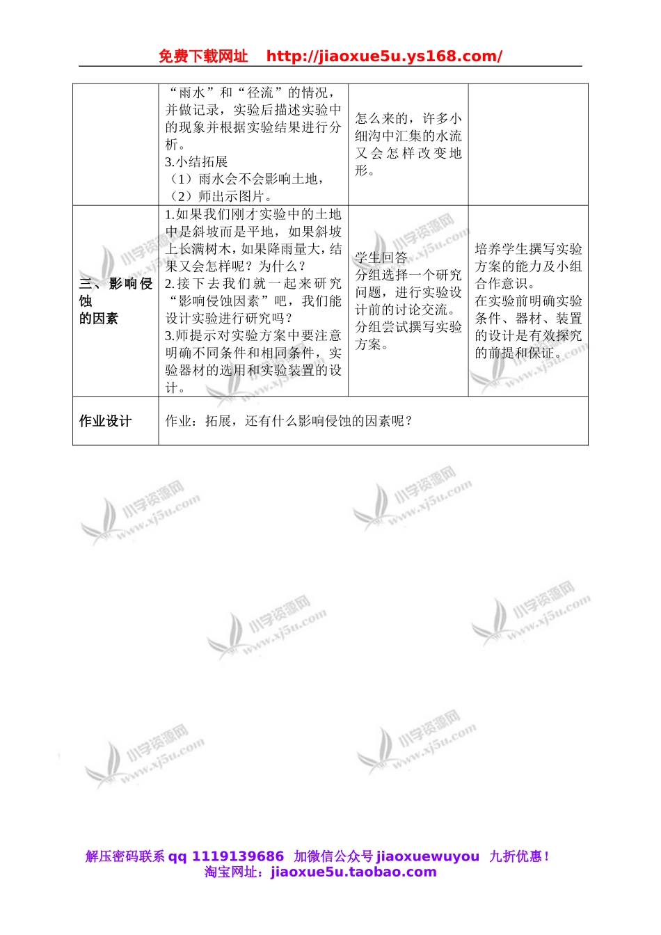 教科小学科学五上《3.5、雨水对土地的侵蚀》word教案(1).doc_第2页