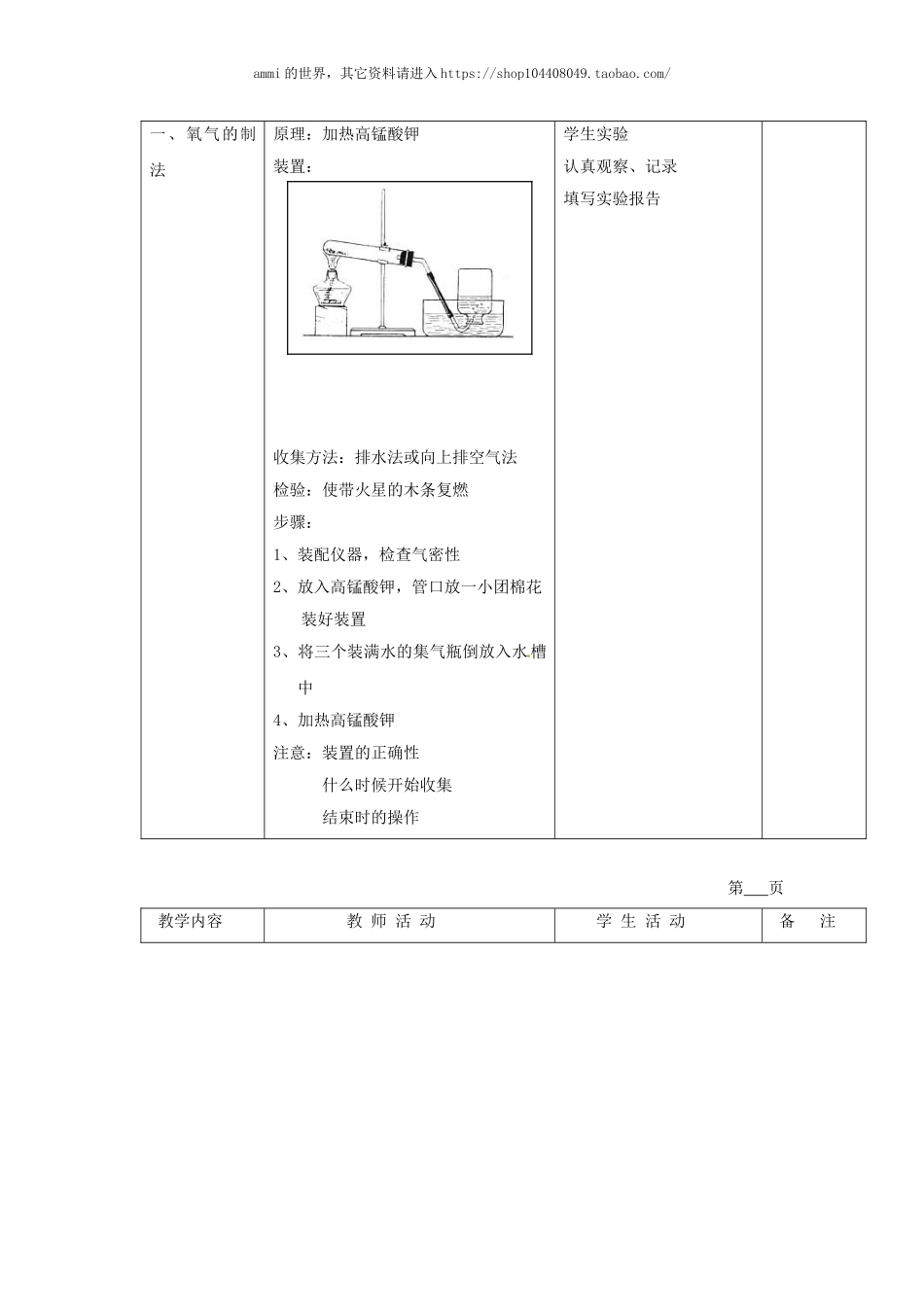 沪教初中化学九上《2第1节 性质活泼的氧气》word教案 (7).doc_第2页