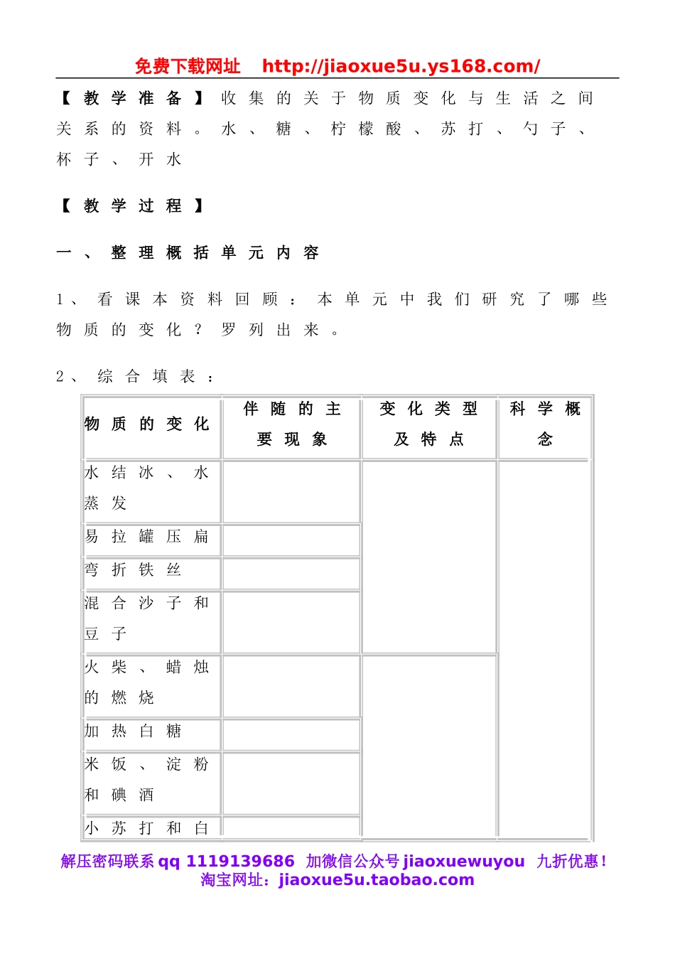 教科小学科学六下《2.8、物质变化与我们》word教案(1).doc_第2页