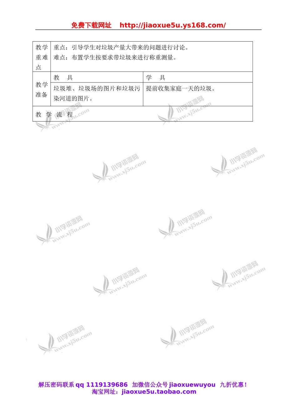 教科小学科学六下《4.1、一天的垃圾》word教案(4).doc_第2页