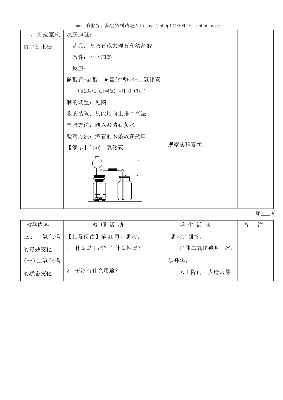 沪教初中化学九上《2第2节 奇妙的二氧化碳》word教案 (2).doc_第2页