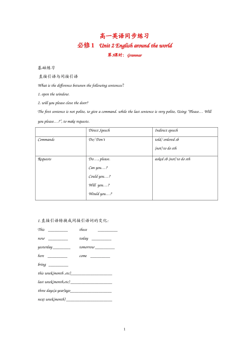 高中英语：Unit 2 English around the world Grammar（新人教必修1）.doc_第1页