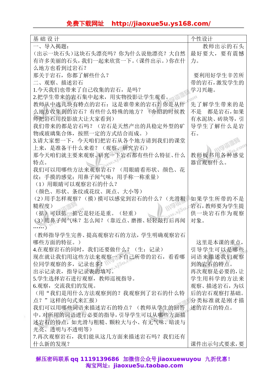教科小学科学四下《4.1.各种各样的岩石》word教案(1).doc_第2页
