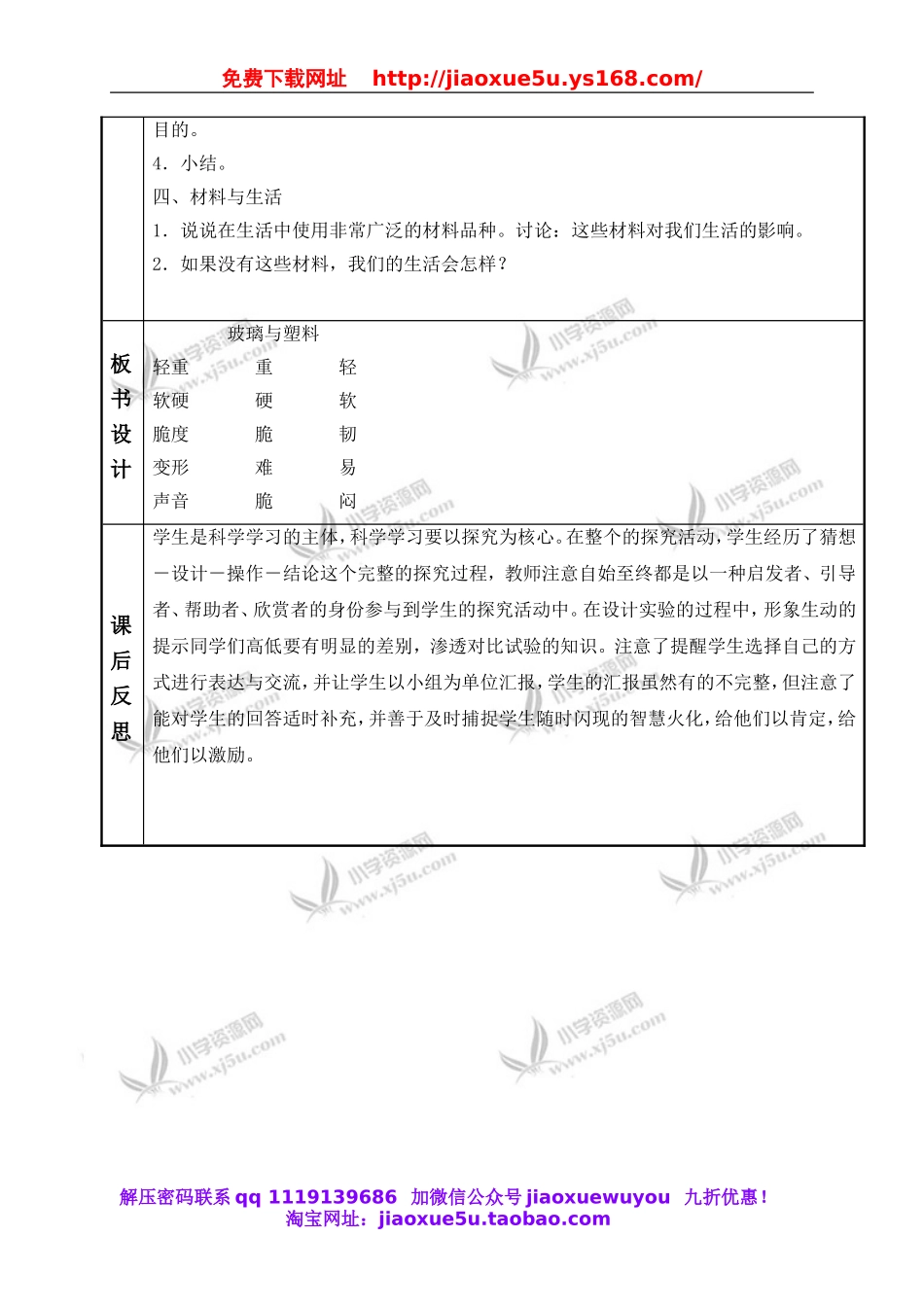 青岛小学科学四上《12玻璃与塑料》word教案.doc_第2页