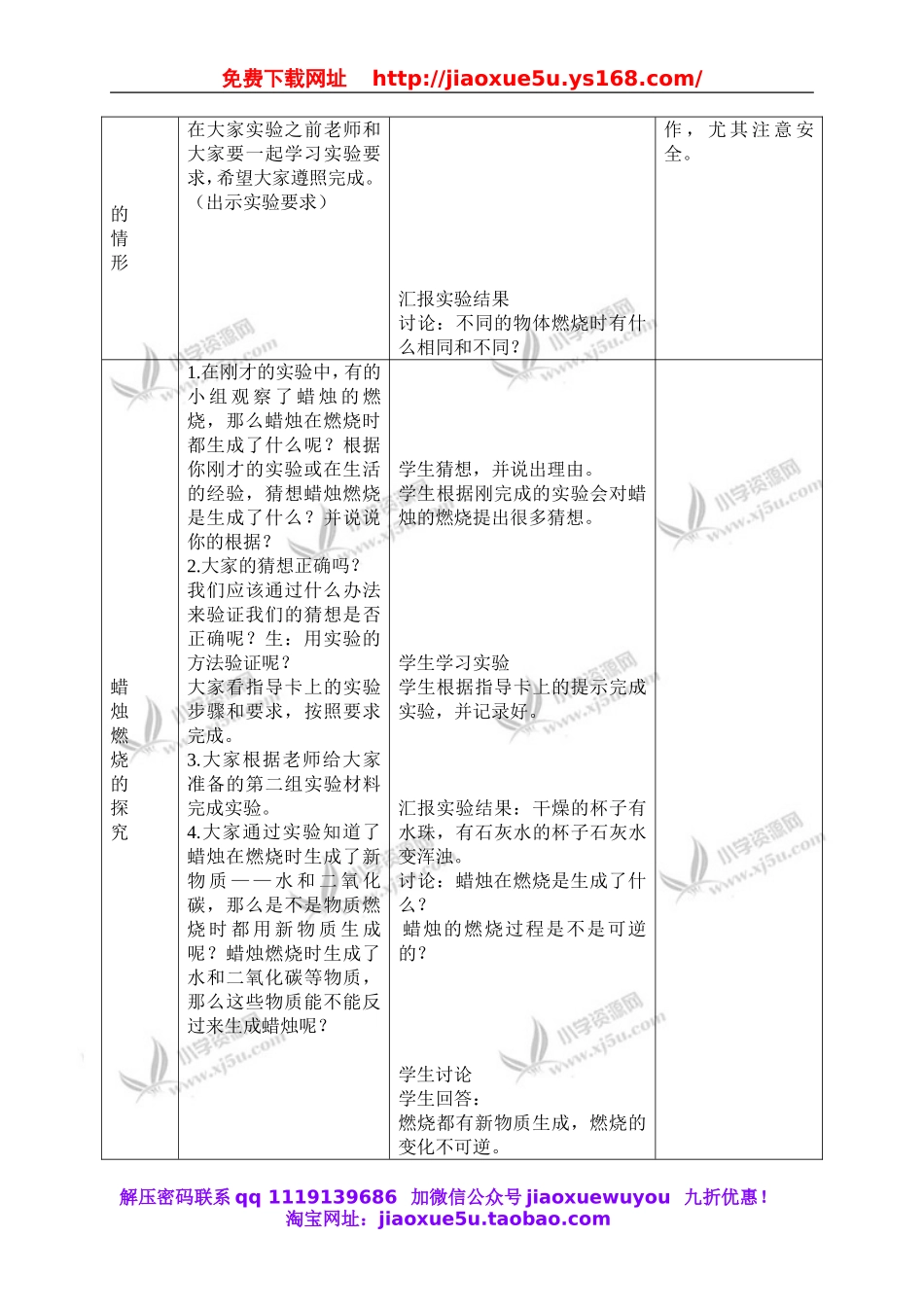 冀教小学科学四下册《20燃烧的秘密 》word教案 (2).doc_第3页