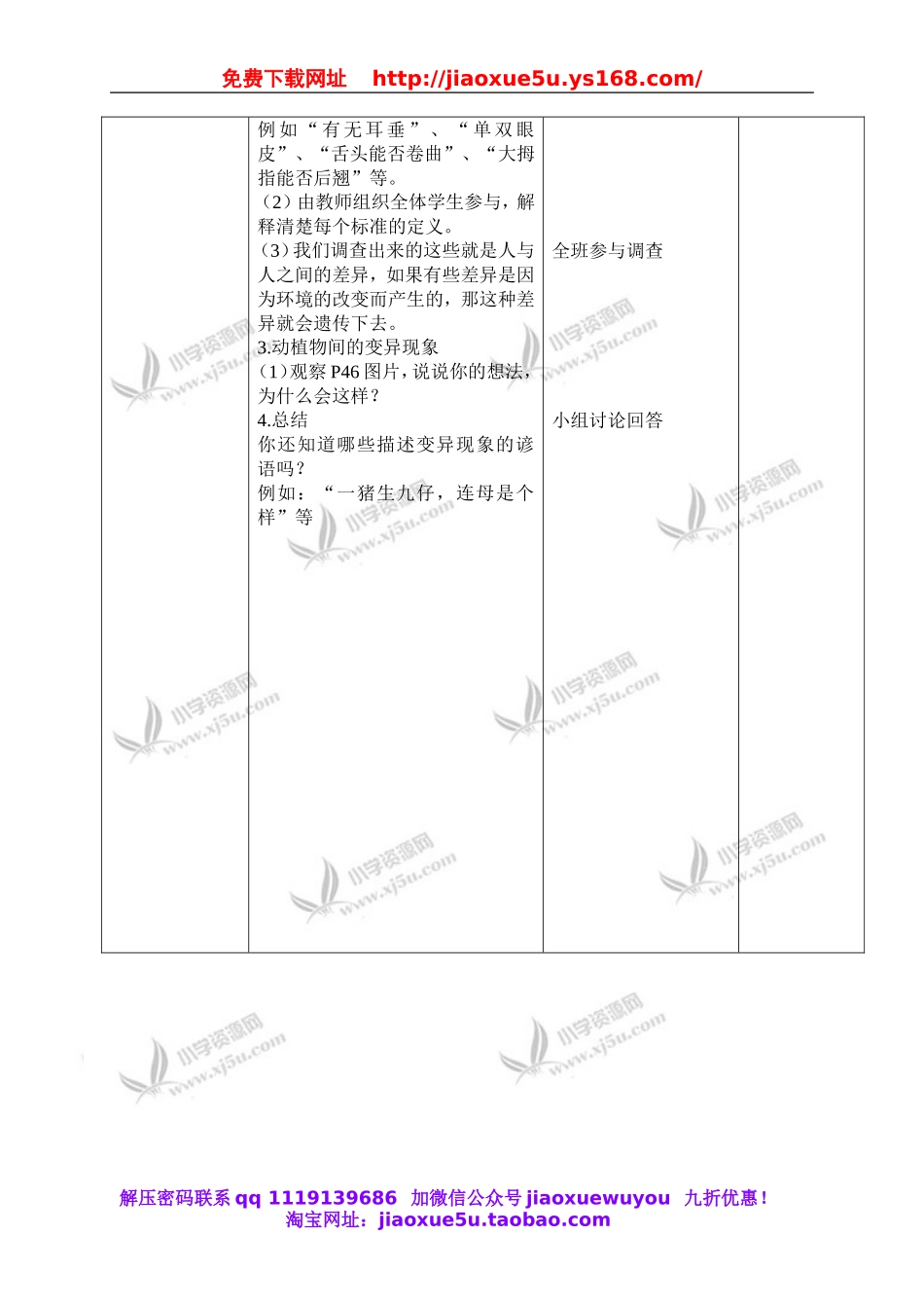 苏教小学科学六下《2.2．生物的变异现象》word教案(1).doc_第2页