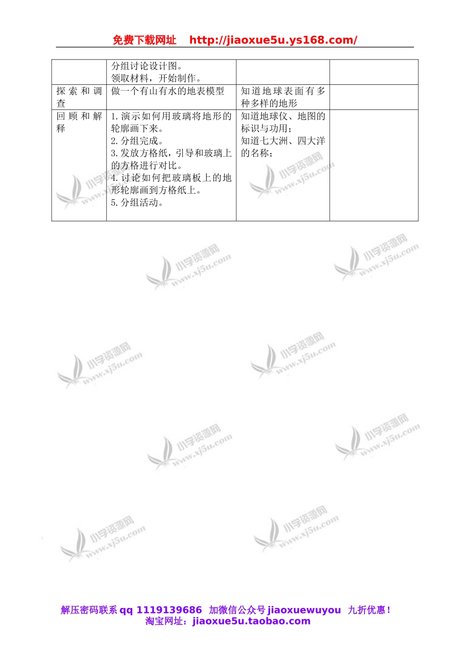 苏教小学科学六上《2.2.地球的表面》word教案 (1).doc_第2页