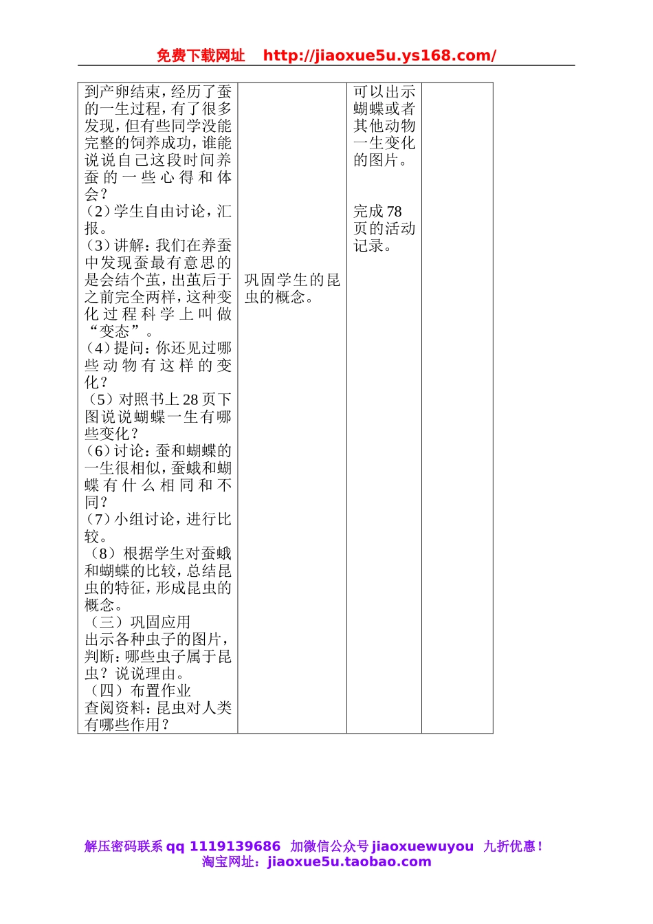 苏教小学科学四下《2.4．养蚕经验交流会》word教案(3).doc_第3页