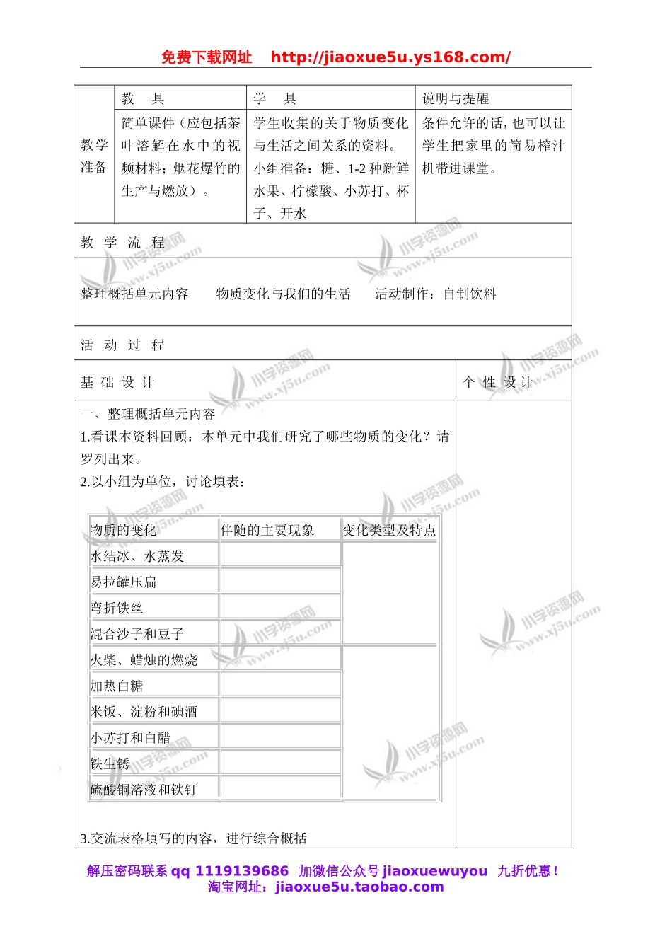 教科小学科学六下《2.8、物质变化与我们》word教案(4).doc_第3页
