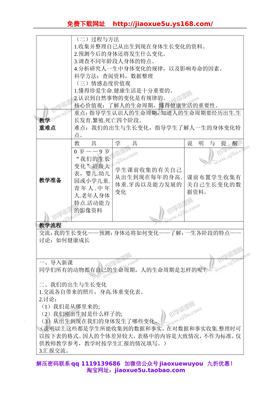 教科小学科学三下《2.7.我们的生命周期》word教案(4).doc_第2页
