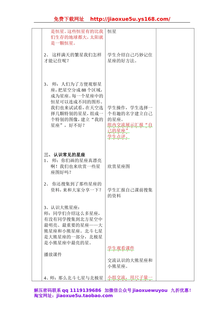 苏教小学科学六上《4.3．看星座》word教案.doc_第2页