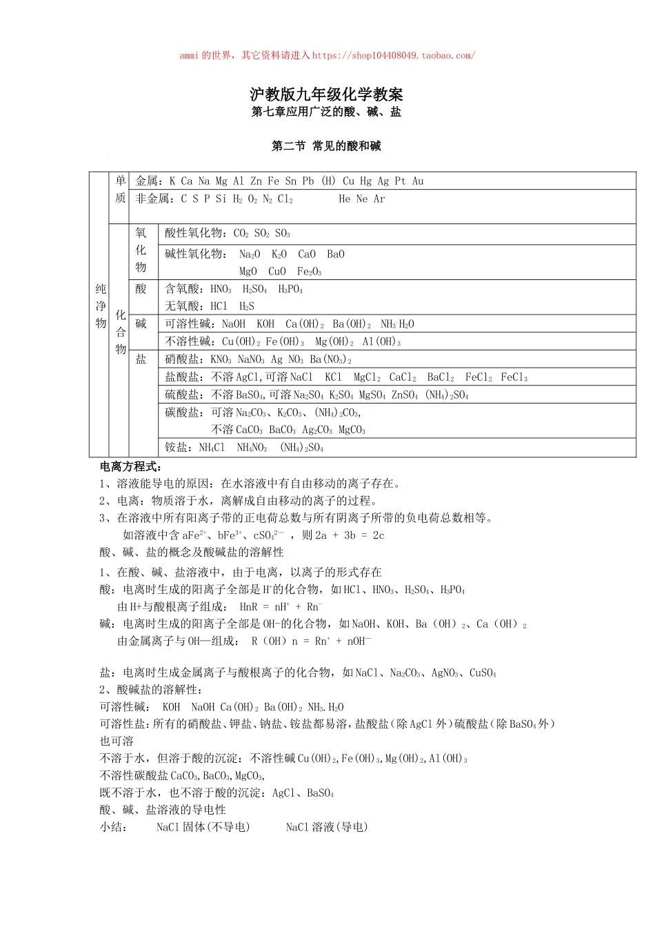 沪教初中化学九下《7第2节 常见的酸和碱》word教案 (13).doc_第1页