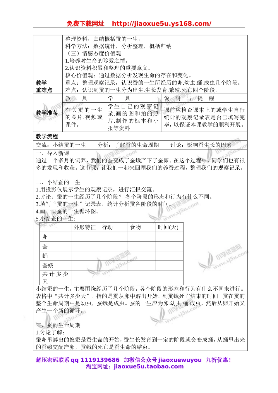 教科小学科学三下《2.5.蚕的生命周期》word教案(6).doc_第2页