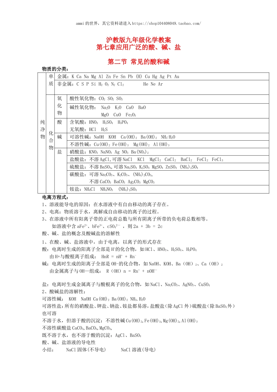 沪教初中化学九下《7第2节 常见的酸和碱》word教案 (29).doc_第1页