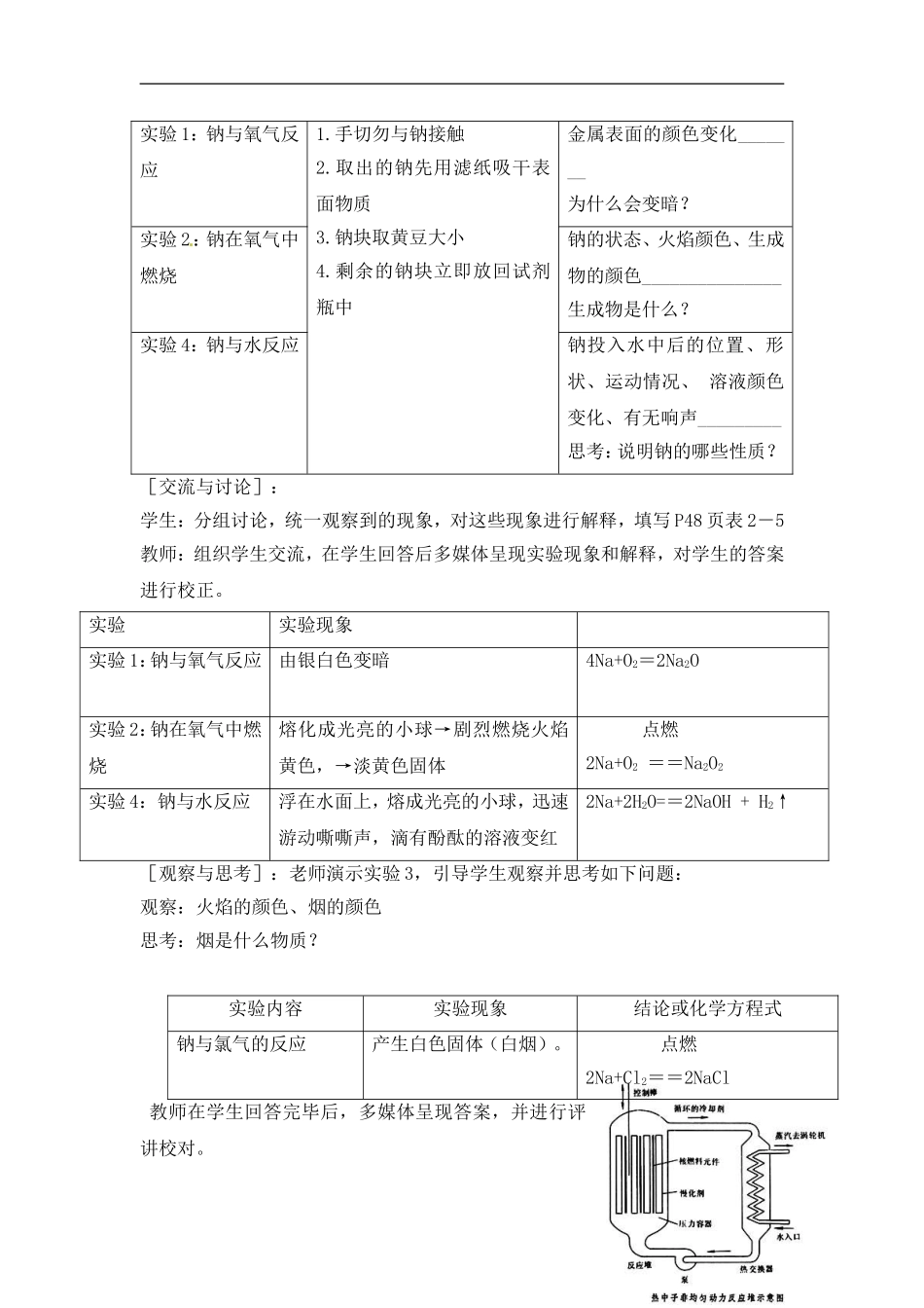 苏教版高中化学必修一2.2《金属钠的性质与应用》教案.doc_第2页