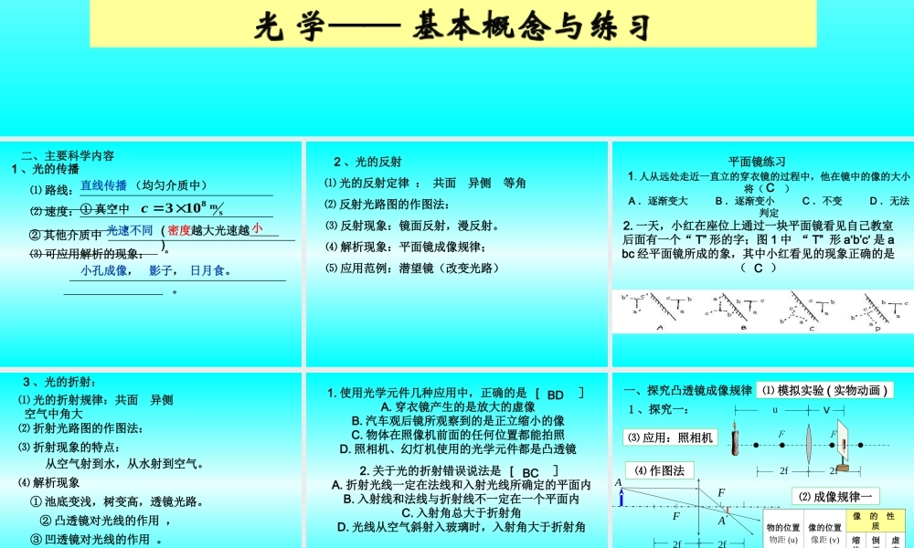 教科版八年级物理光学复习课件.ppt