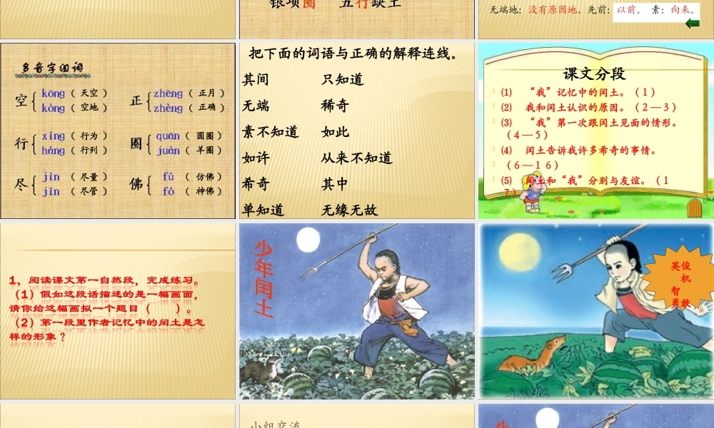 六年级上册语文课件-24 少年闰土_人教部编版(共42张PPT).ppt